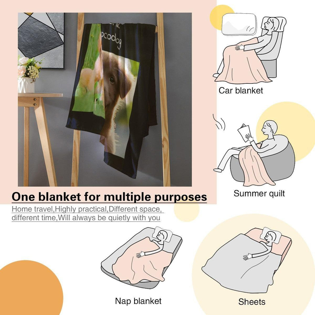 Custom Photo Collage Throw Blanket with Names - Upload 4 Photos