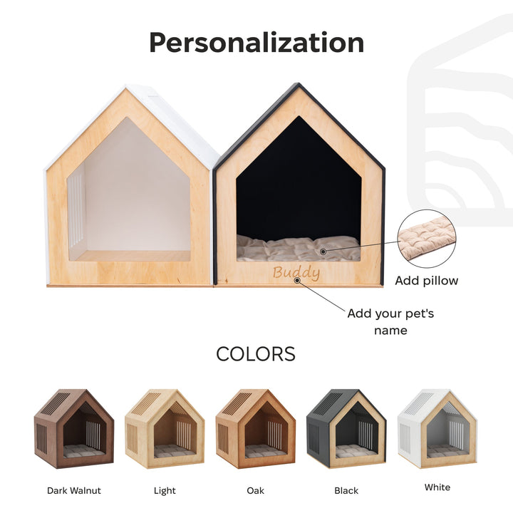 Large Indoor Dog House | Wooden Pet House with Optional Door