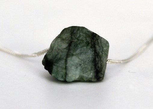 Raw Emerald Necklace – Natural May Birthstone Jewelry