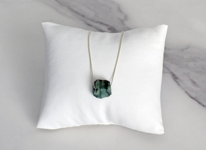 Raw Emerald Necklace – Natural May Birthstone Jewelry