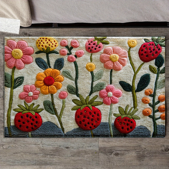 Garden Flower Non-Slip Area Rug | Floral Kitchen & Entryway Mat