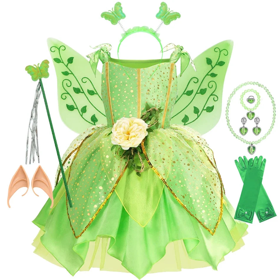 Girls’ Green Woodland Fairy Costume – Princess Dress