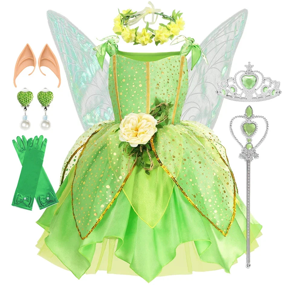 Girls’ Green Woodland Fairy Costume – Princess Dress