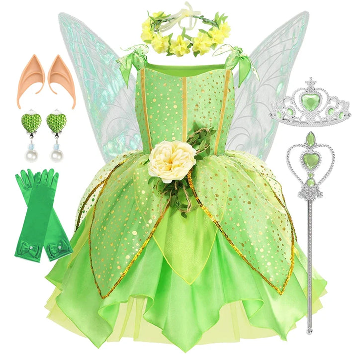 Girls’ Green Woodland Fairy Costume – Princess Dress