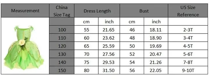 Girls’ Green Woodland Fairy Costume – Princess Dress