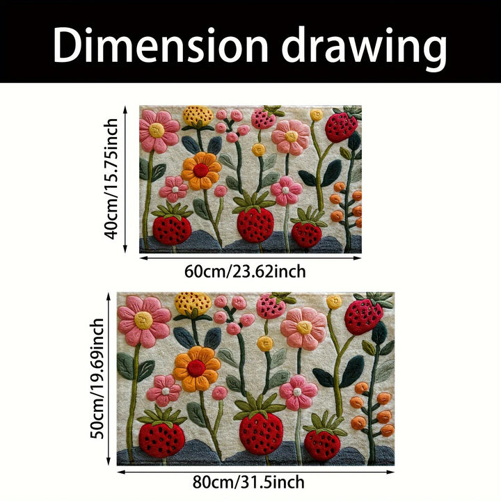 Garden Flower Non-Slip Area Rug | Floral Kitchen & Entryway Mat