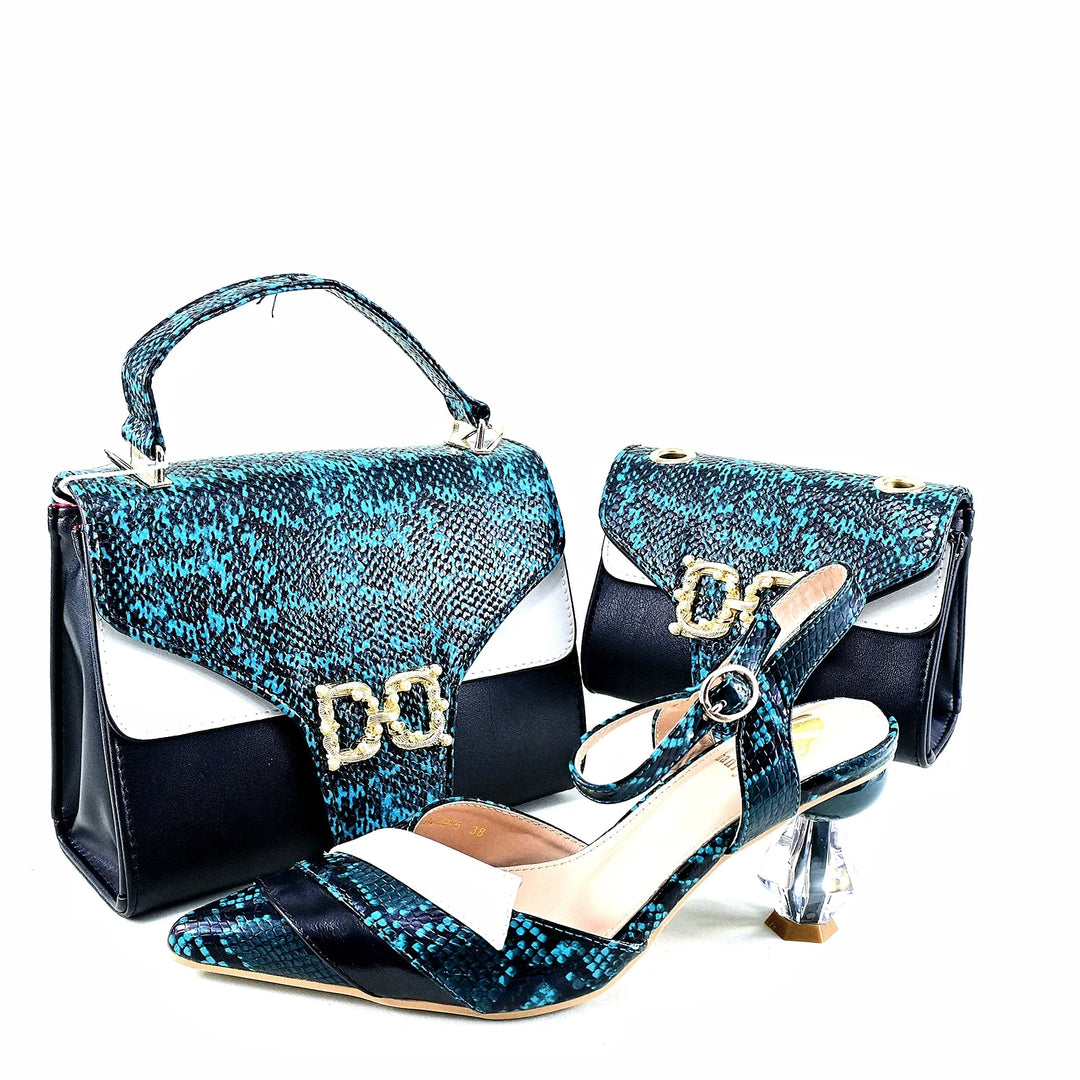 Red Alligator Shoes & Matching Bag Set – Elegant Women's Dress Collection