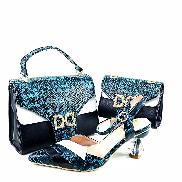 Red Alligator Shoes & Matching Bag Set – Elegant Women's Dress Collection