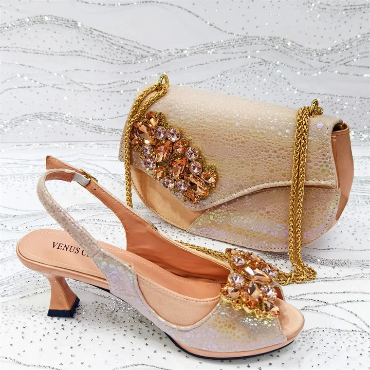 Newest Style Elegant Women High Heels And Bag Set EDS345