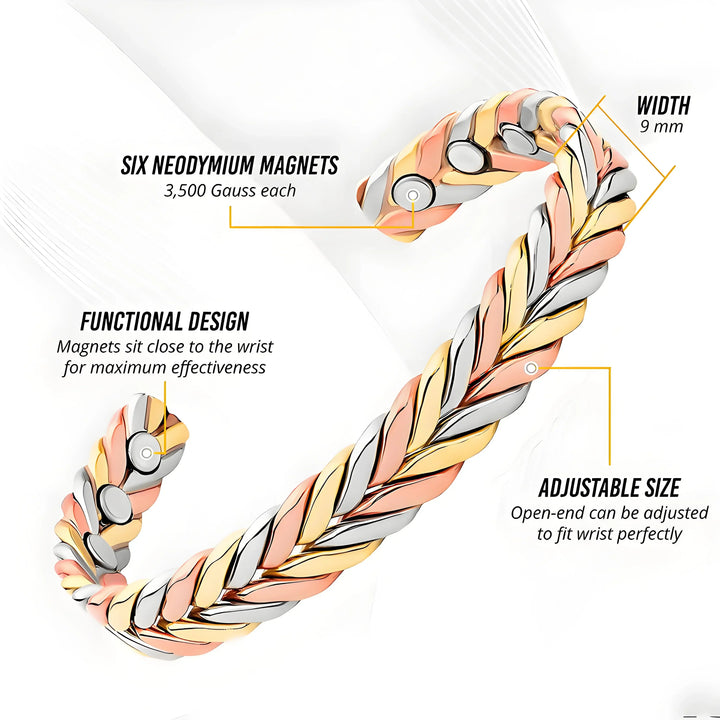 ARADOO Braided Pure Copper Magnetic Cuff Bracelet for Women