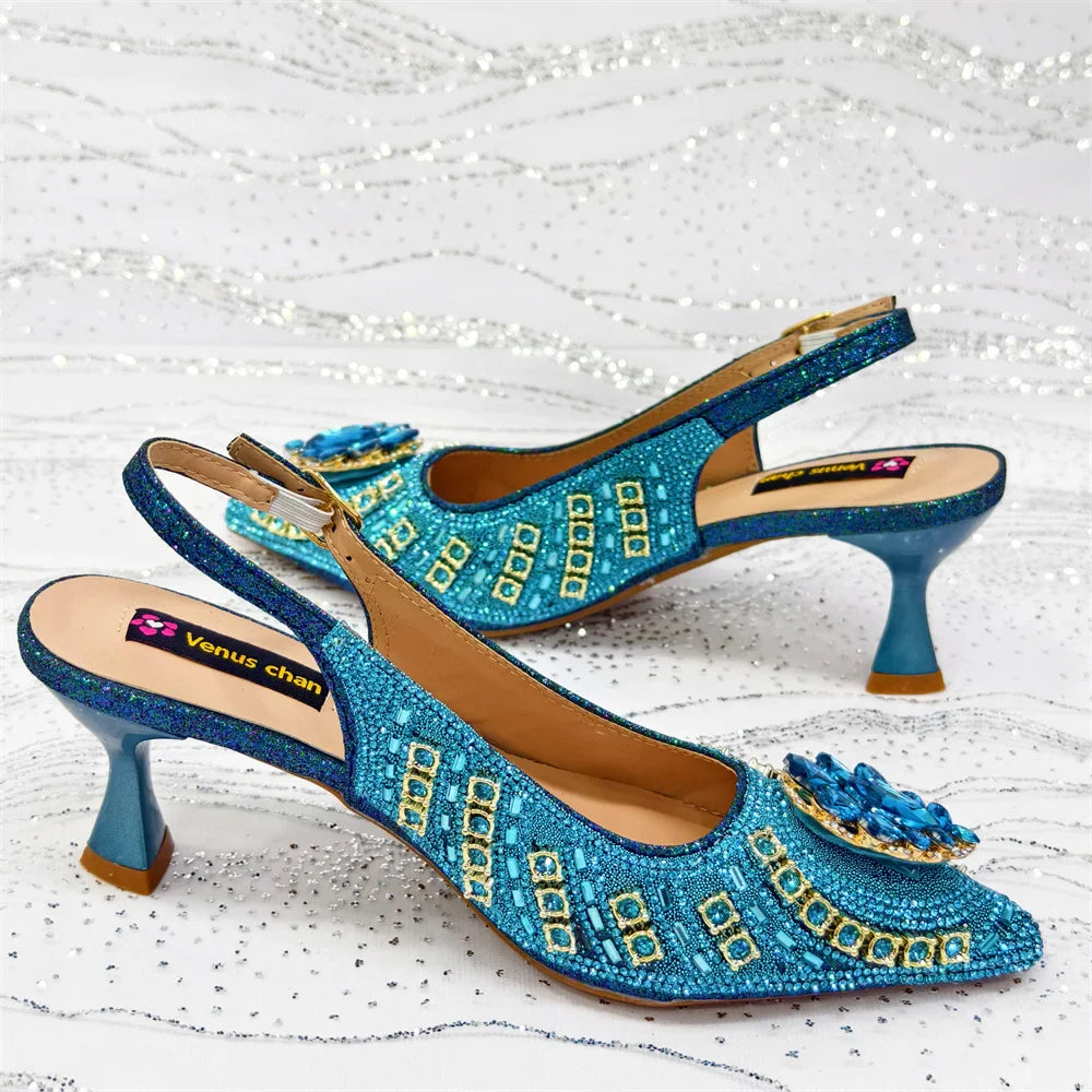 Italian Butterfly Wedding Shoes & Matching Bag Set EDS59 – Turquoise