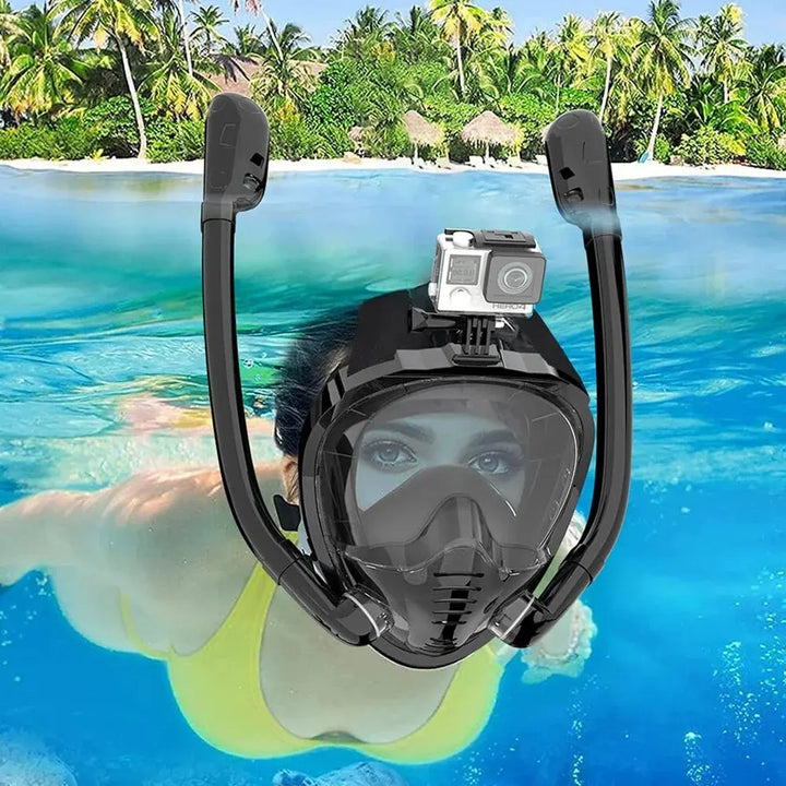 180° Panoramic Full-Face Snorkel Mask with Dual Snorkels