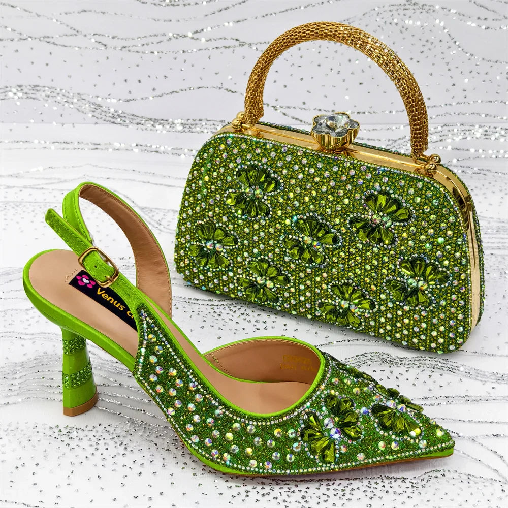 New Italian Shoes & Matching Bag Set – Purple Elegant Heels