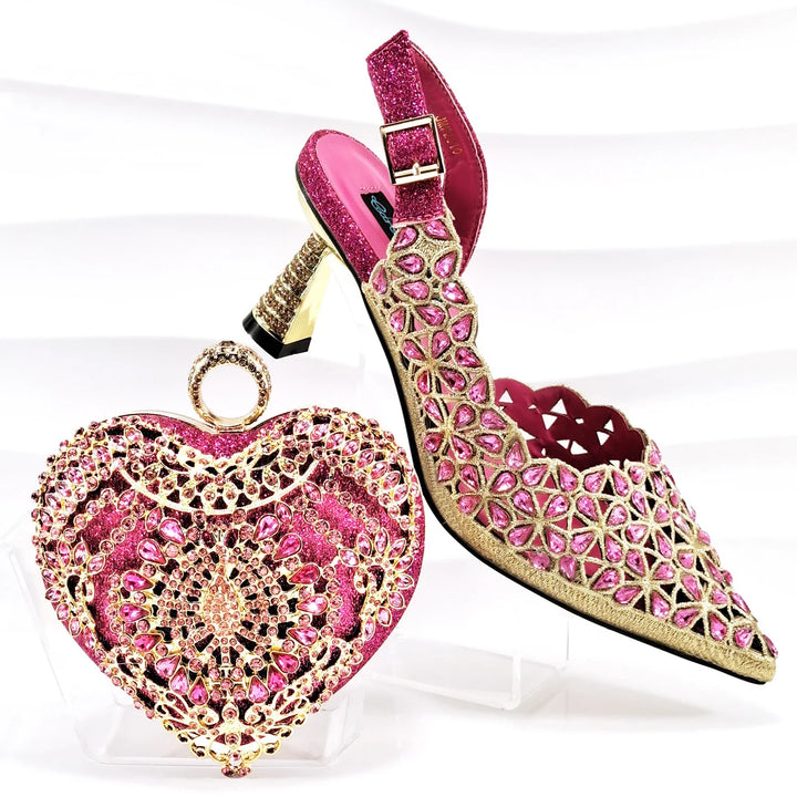 Latest Italian Ladies Shoes with Matching Heart Bag