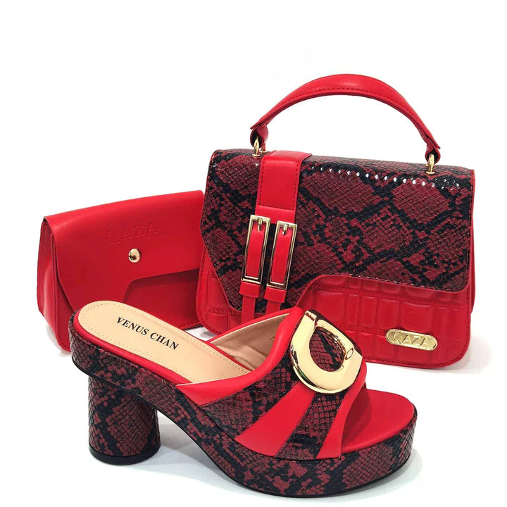 Italian Shoes and Bag Sets HTG1-9 – Black & White Snake