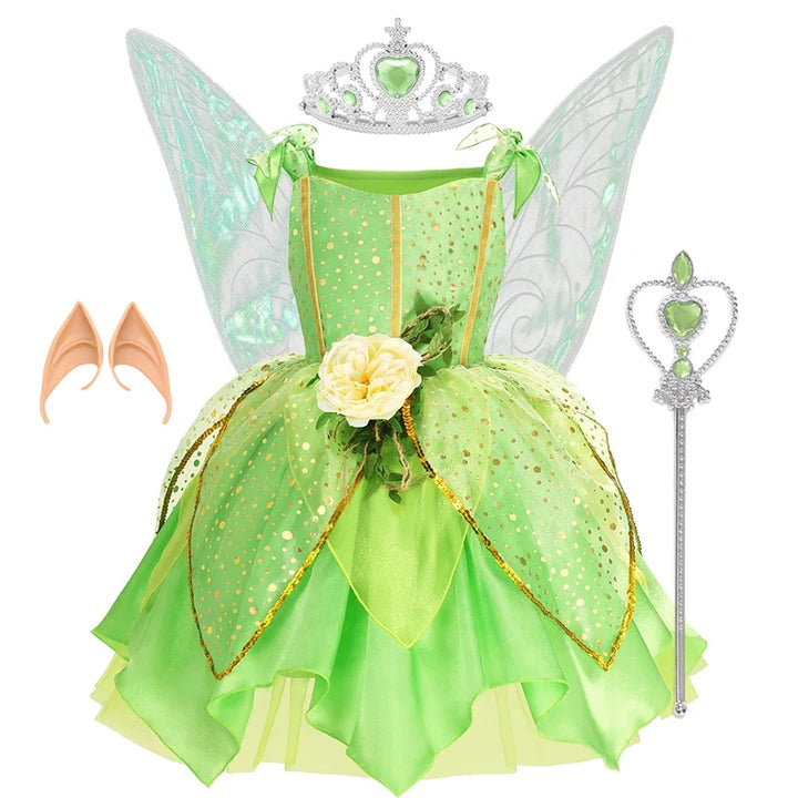 Girls’ Green Woodland Fairy Costume – Princess Dress