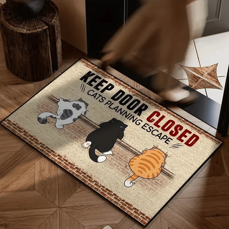 Cute Cat Non-Slip Doormat | Washable Cartoon Welcome Floor Rug