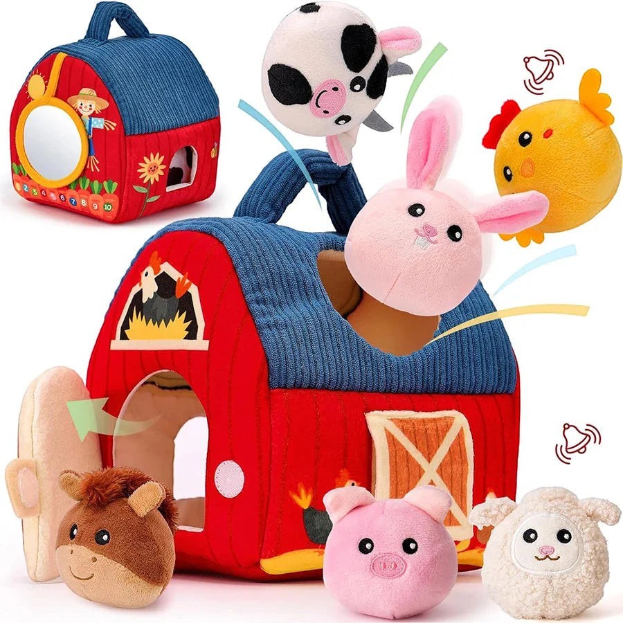 Soft Baby Beehive Toy with 5 Sensory Rattles for 6-12 Months