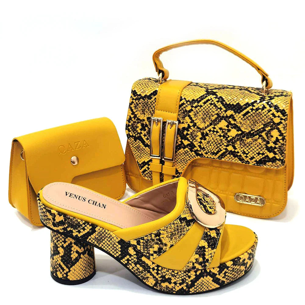 Italian Shoes and Bag Sets HTG1-9 – Black & White Snake