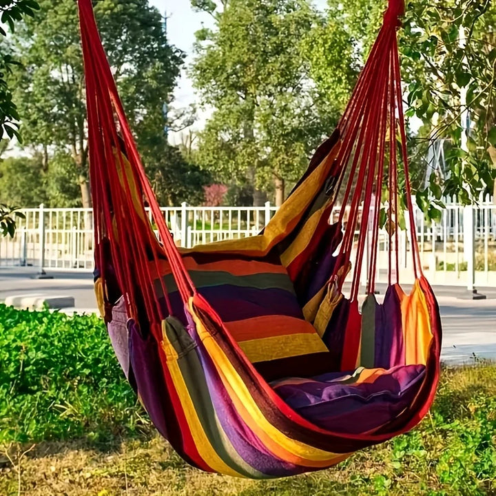Portable 2-in-1 Striped Hammock Chair & Hanging Lounger