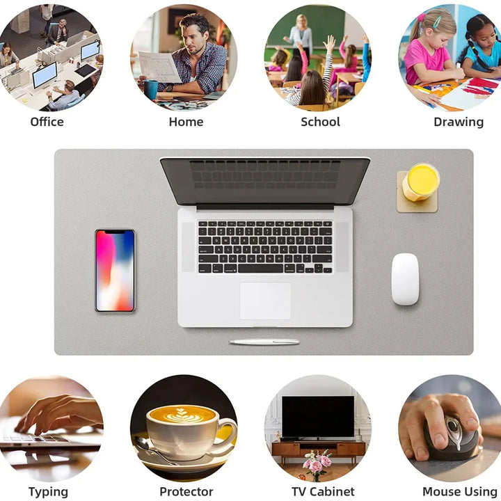 Large Waterproof PU Leather Desk Mat – 23.6 × 11.8 in