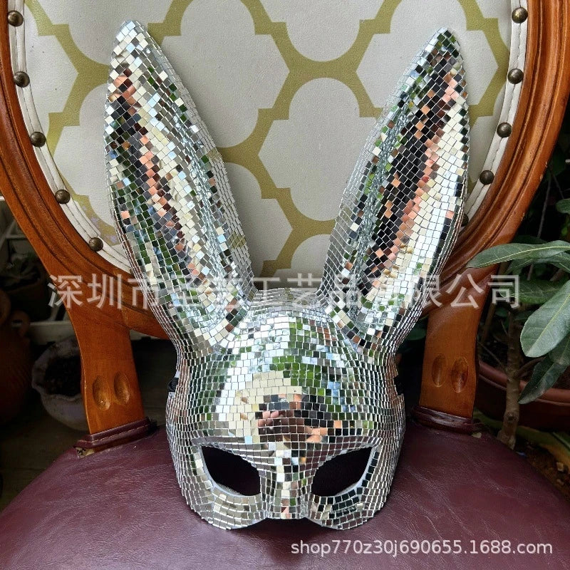 Sparkling Disco Mirror Bunny Costume Mask