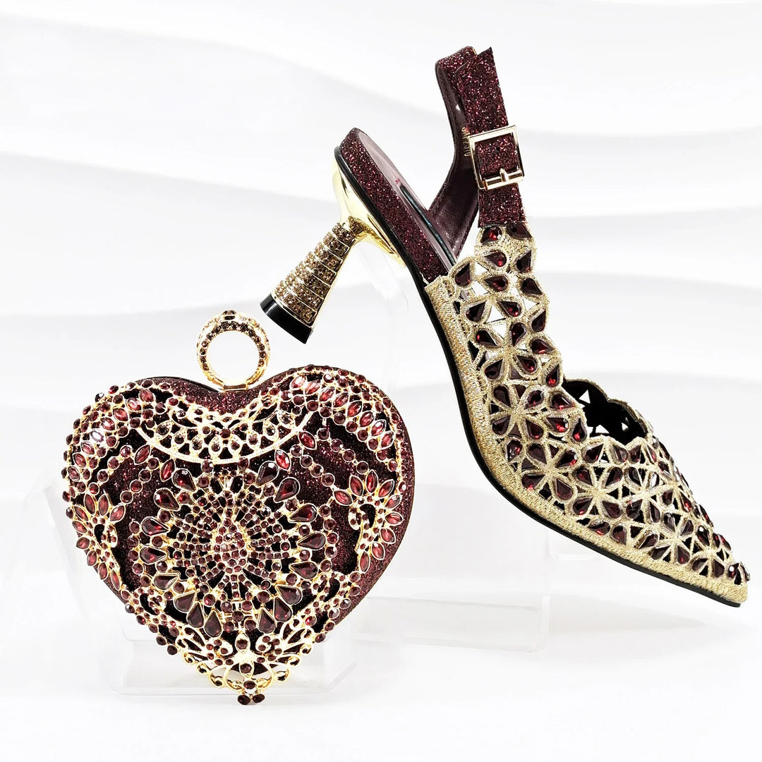 Latest Italian Ladies Shoes with Matching Heart Bag