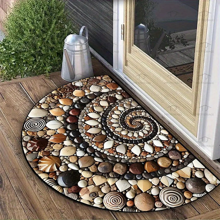 Half Circle Floral Doormat | Non-Slip Entryway Floor Mat