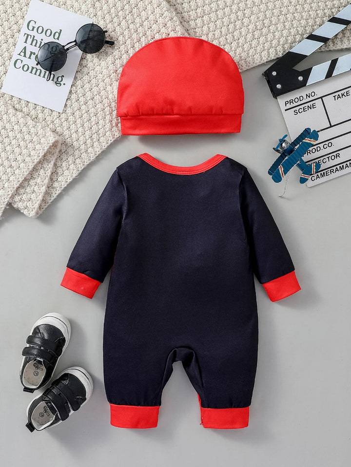 Baby Boys Cartoon Spider Jumpsuit Set – 0–6 Months