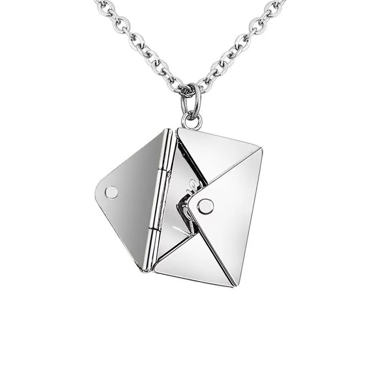 Portable Envelope Locket Necklace Confession Love You Stainless Steel Love Letter Envelope Pendant Engraved Pendant Jewelry