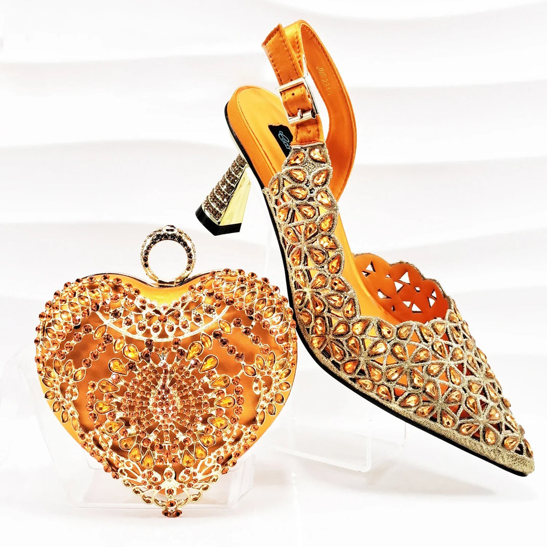 Latest Italian Ladies Shoes with Matching Heart Bag