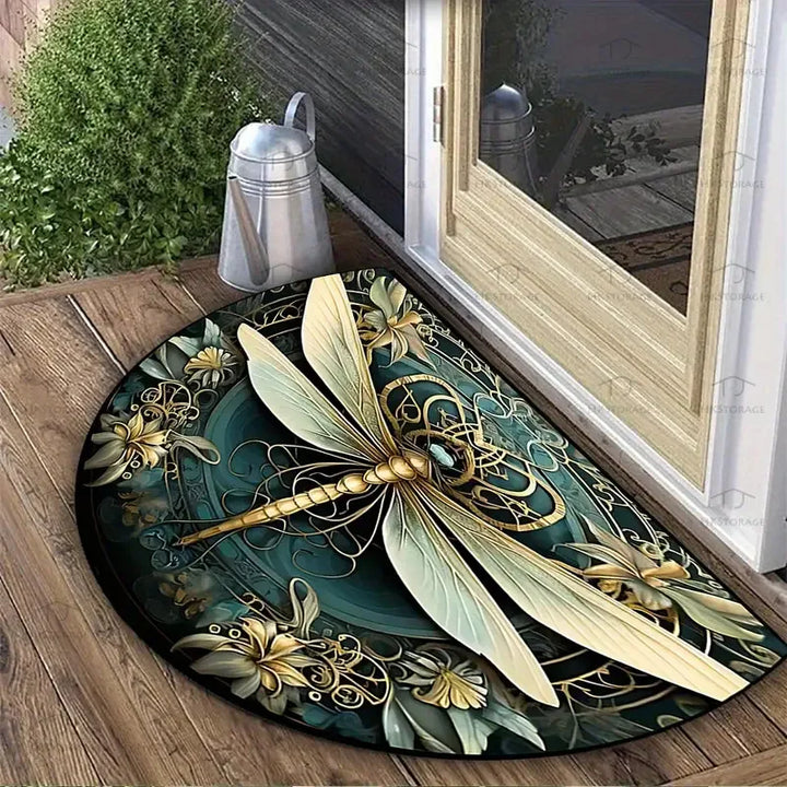 Half Circle Floral Doormat | Non-Slip Entryway Floor Mat
