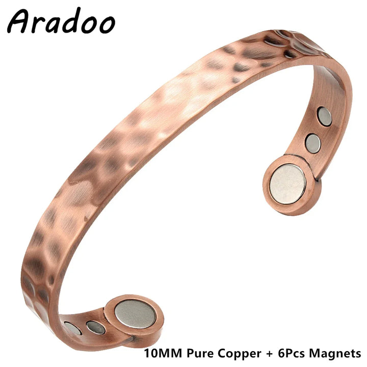 ARADOO Braided Pure Copper Magnetic Cuff Bracelet for Women