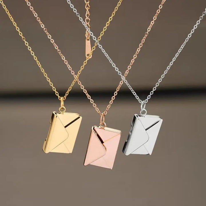 Portable Envelope Locket Necklace Confession Love You Stainless Steel Love Letter Envelope Pendant Engraved Pendant Jewelry
