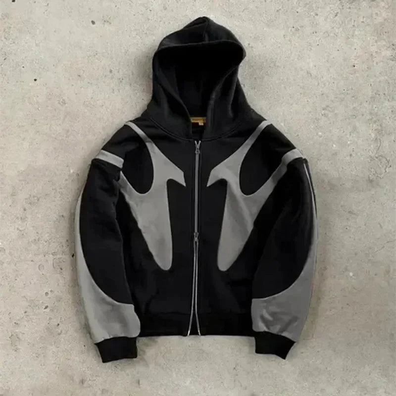 Graphic Zip-Up Hoodie – Y2K Harajuku Streetwear