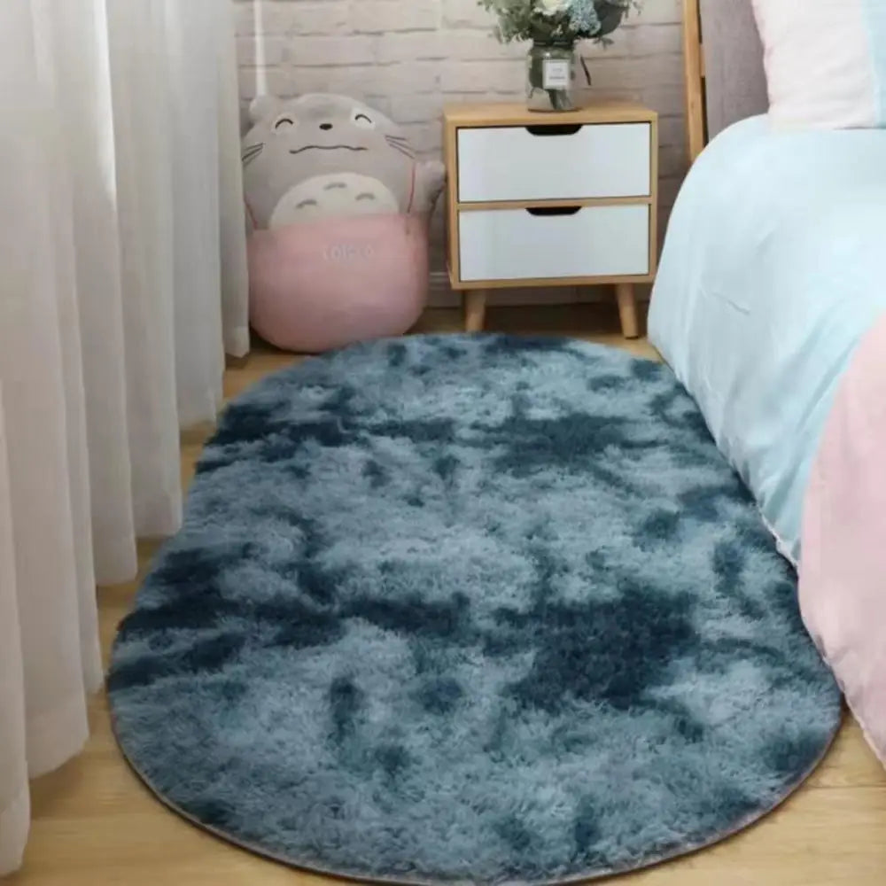 Soft Oval Bedside Rug | Plush Bedroom & Living Room Floor Mat