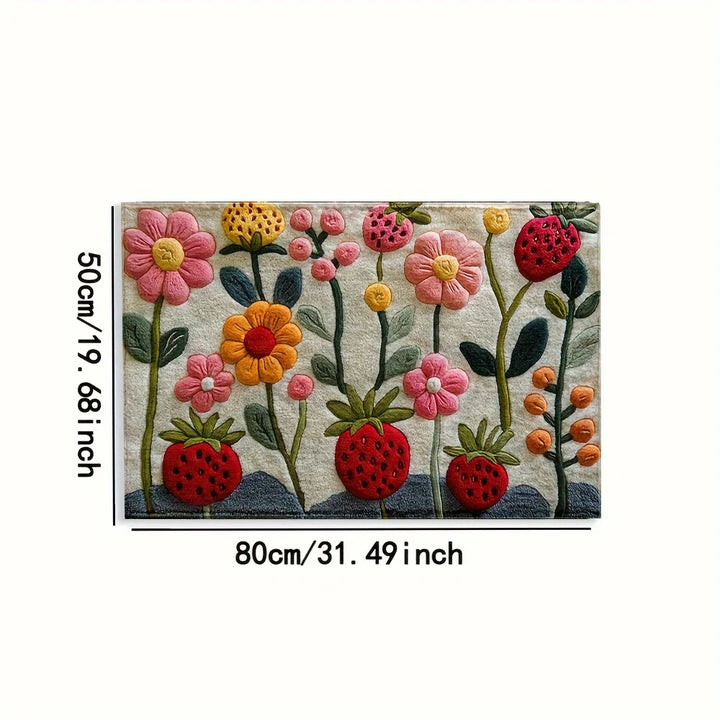 Garden Flower Non-Slip Area Rug | Floral Kitchen & Entryway Mat