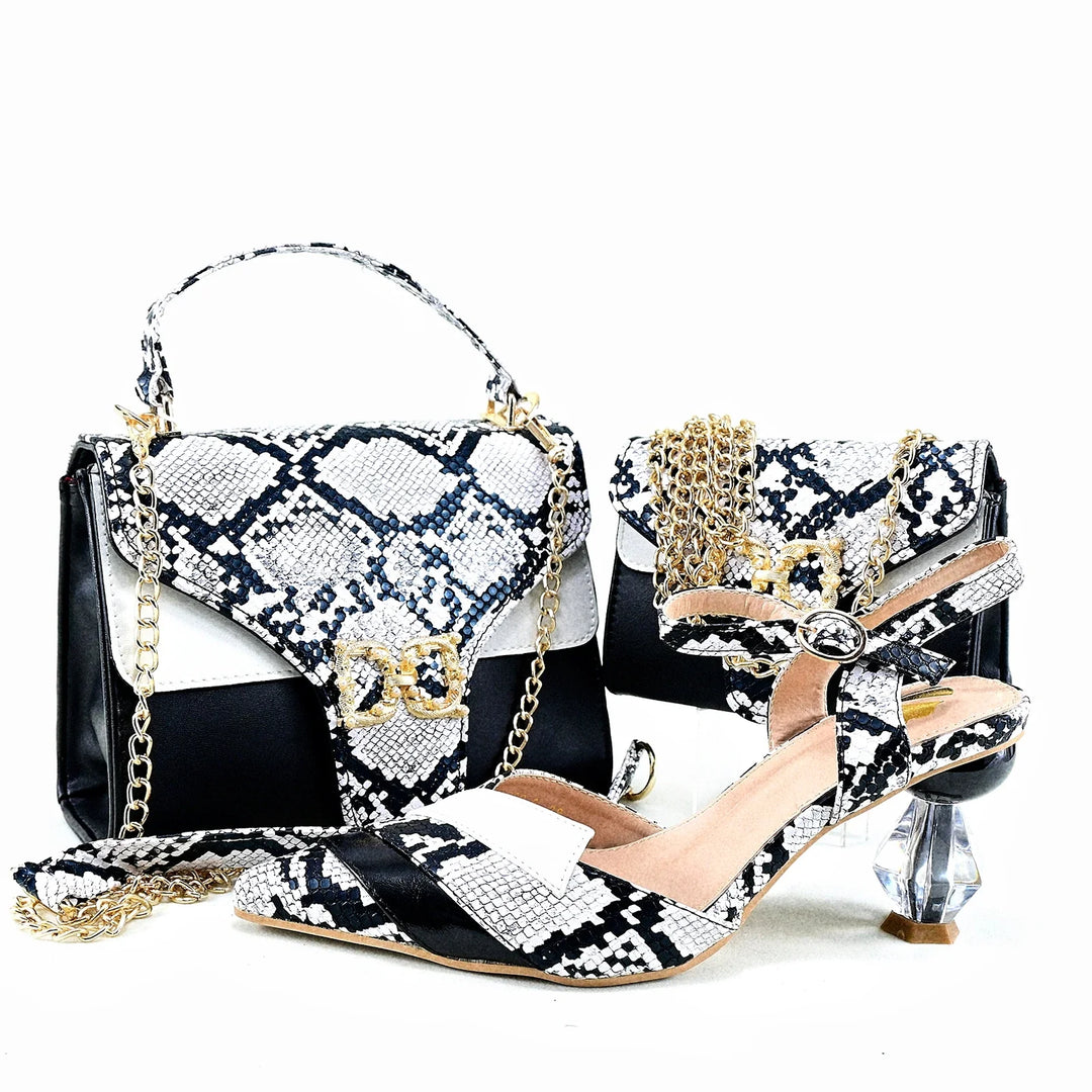 Red Alligator Shoes & Matching Bag Set – Elegant Women's Dress Collection
