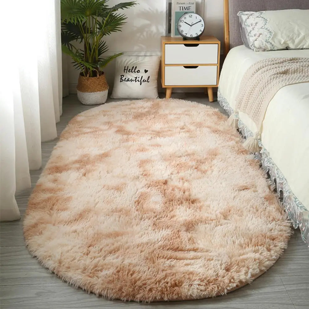 Soft Oval Bedside Rug | Plush Bedroom & Living Room Floor Mat