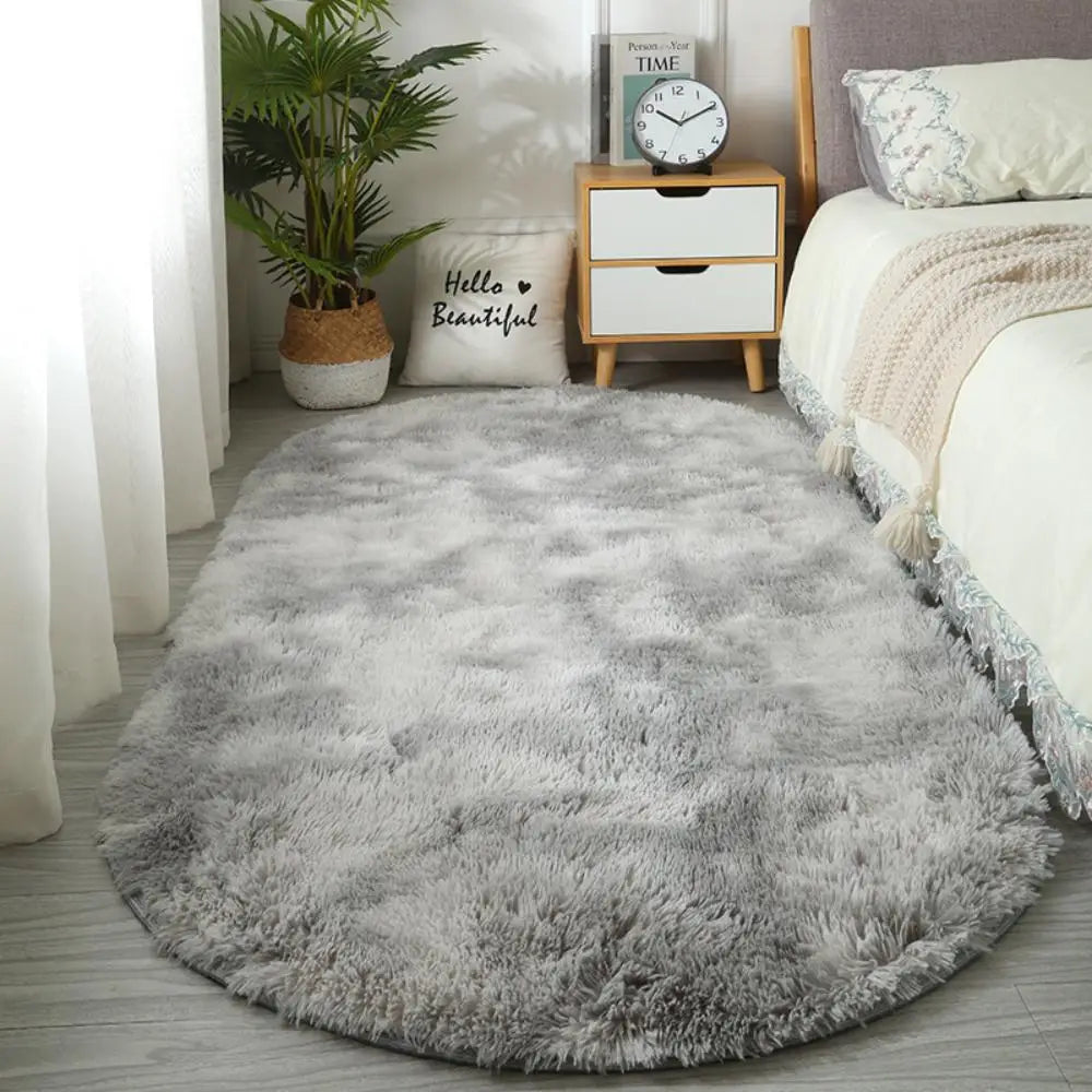 Soft Oval Bedside Rug | Plush Bedroom & Living Room Floor Mat