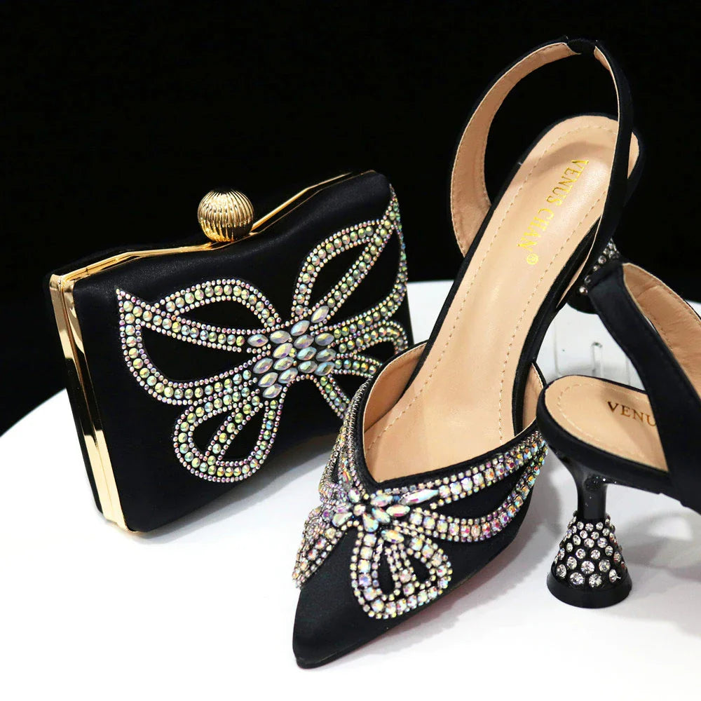 Italian Shoes & Matching Bag Set  – Elegant Red Dress Collection