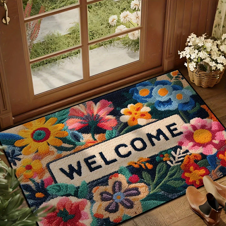 Floral Non-Slip Doormat | Absorbent Flower Welcome Floor Mat