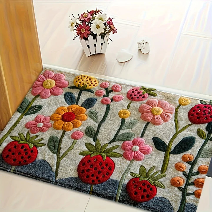 Garden Flower Non-Slip Area Rug | Floral Kitchen & Entryway Mat