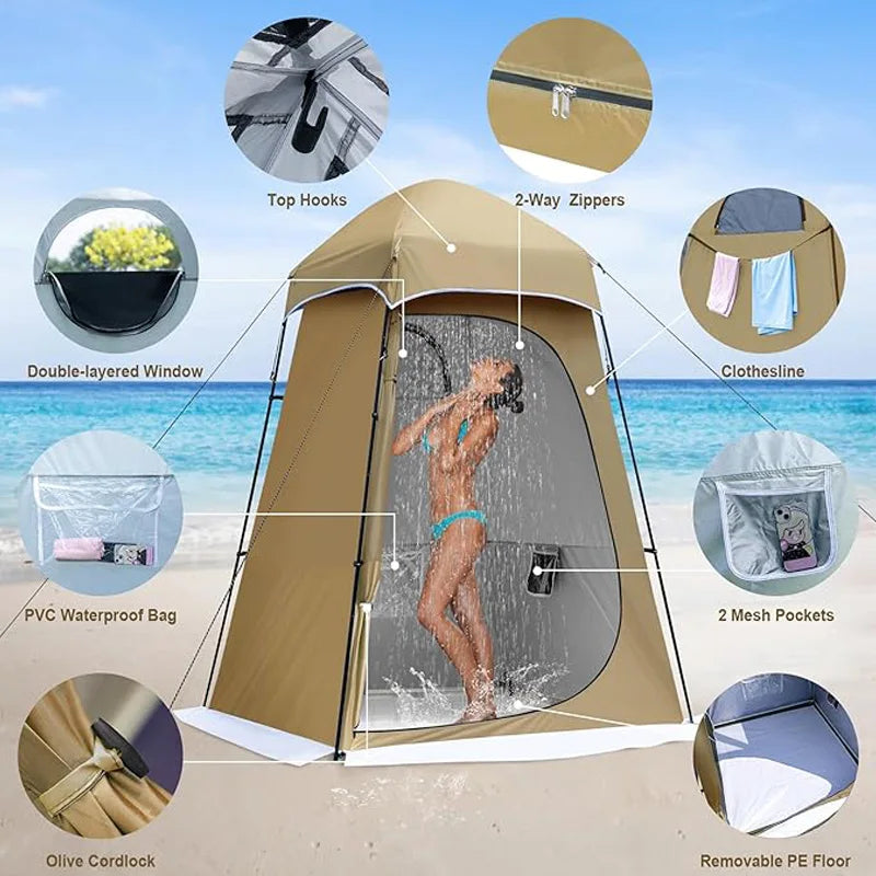 Waterproof Camping Shower and Privacy Tent – 160 × 160 × 240 cm