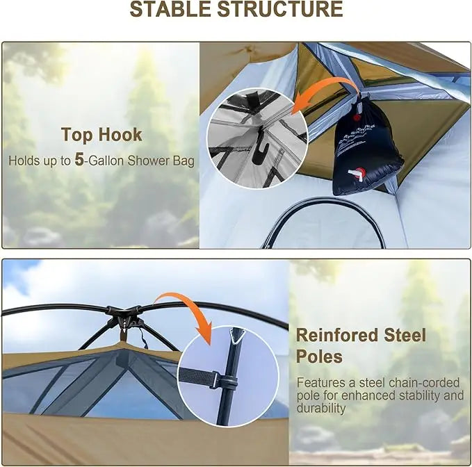 Waterproof Camping Shower and Privacy Tent – 160 × 160 × 240 cm