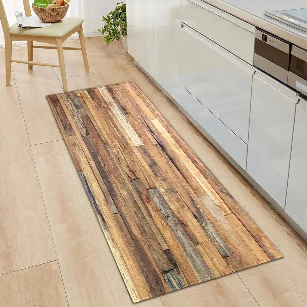 Rainbow Wood Kitchen Floor Mats | Non-Slip Laundry & Bathroom Rugs