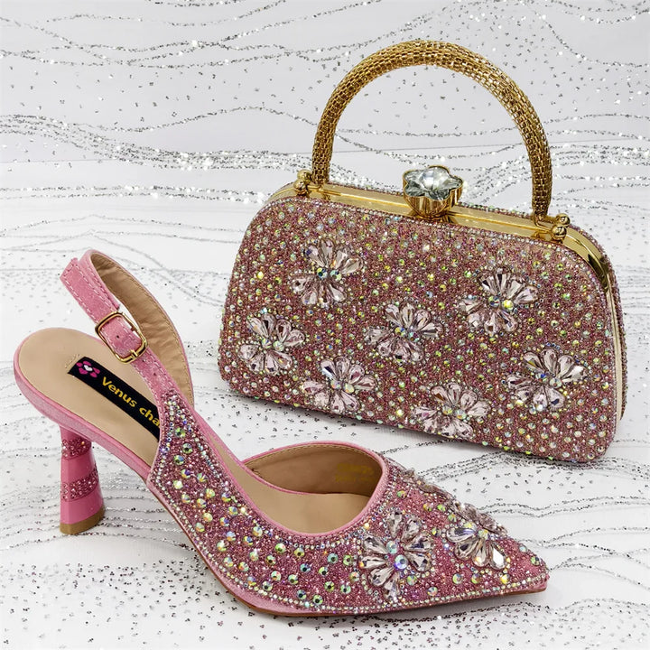New Italian Shoes & Matching Bag Set – Purple Elegant Heels