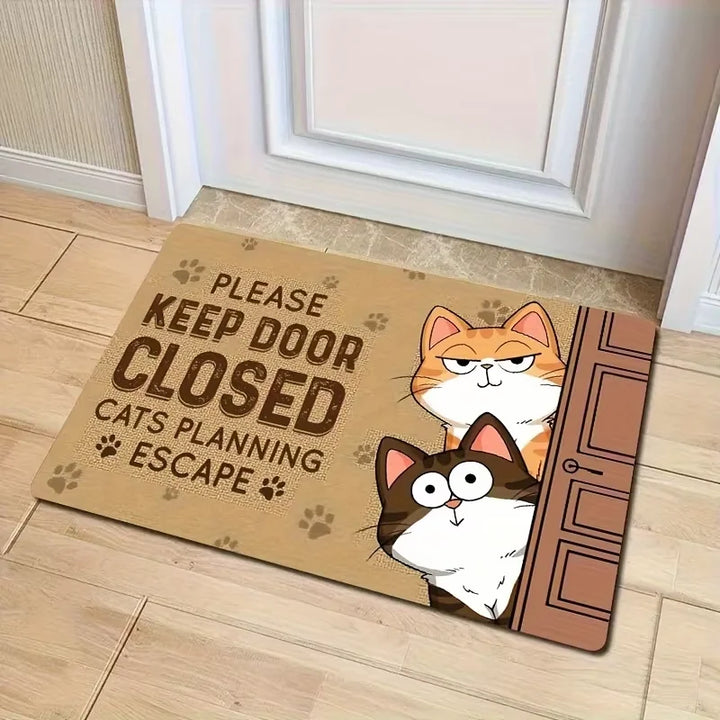 Cute Cat Non-Slip Doormat | Washable Cartoon Welcome Floor Rug