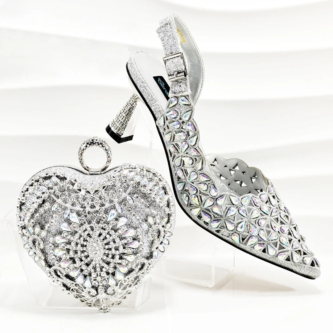 Latest Italian Ladies Shoes with Matching Heart Bag