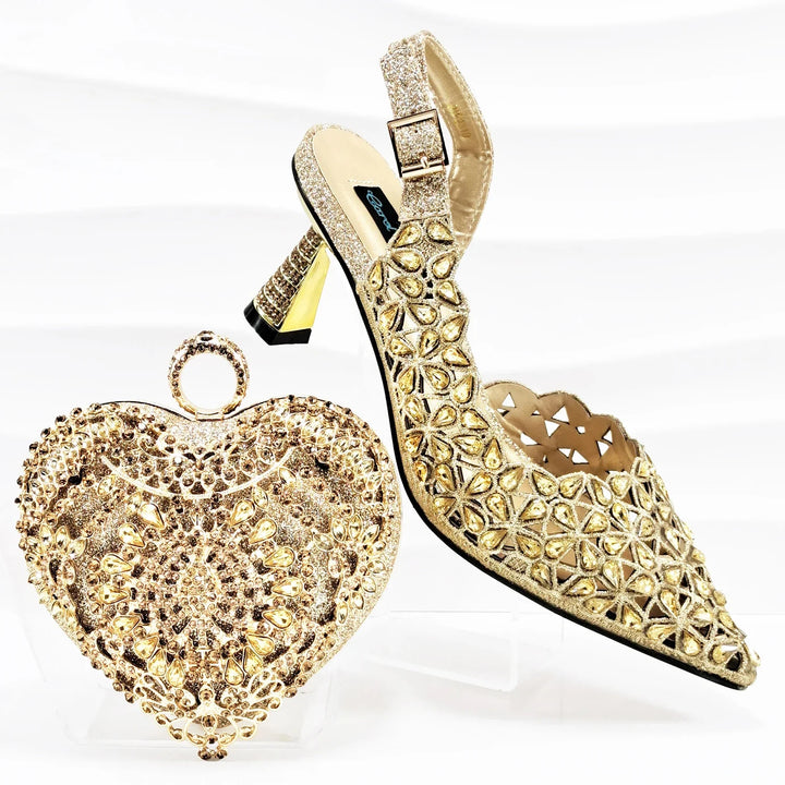 Latest Italian Ladies Shoes with Matching Heart Bag